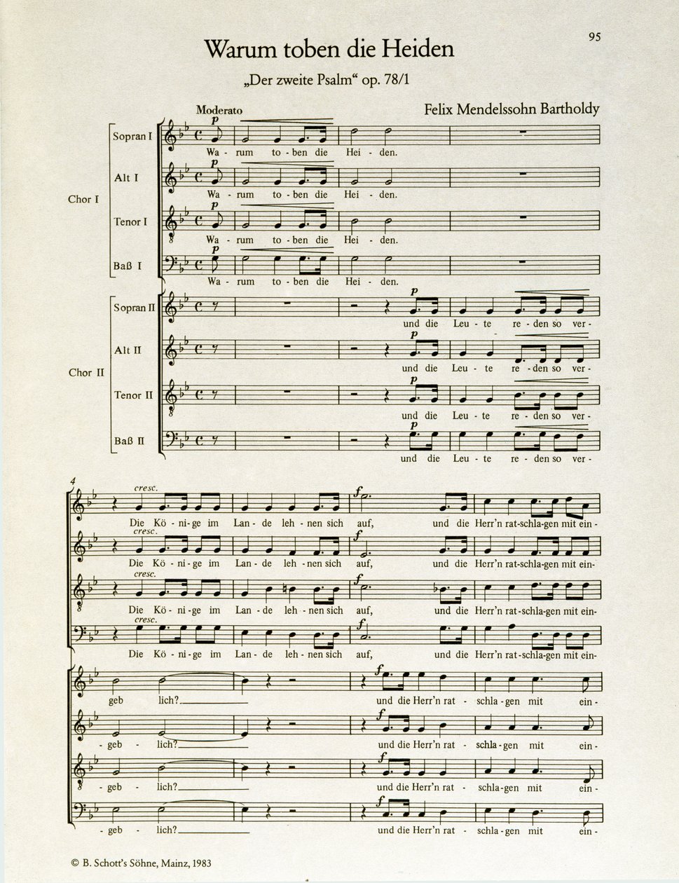 "Warum toben die Heiden" segundo salmo, op.38, de Felix Mendelssohn (litografia) de School German