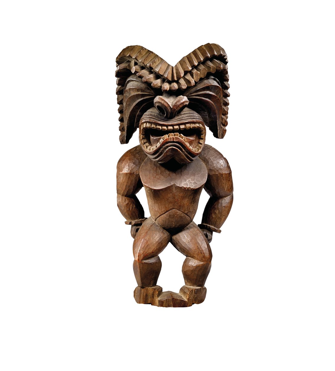 Figura havaiana, estilo kona, representando o deus da guerra, ku ka &39;ili moku, c.1780-1820 (madeira) de School Hawaiian