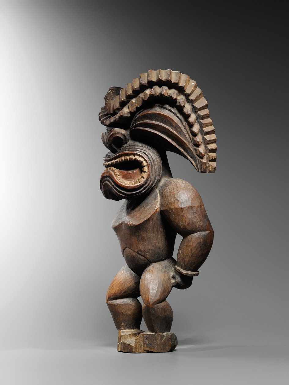 Figura havaiana, estilo kona, representando o deus da guerra, ku ka &39;ili moku, c.1780-1820 (madeira) de School Hawaiian