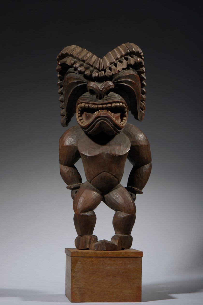 Figura havaiana, estilo kona, representando o deus da guerra, ku ka &39;ili moku, c.1780-1820 (madeira) de School Hawaiian