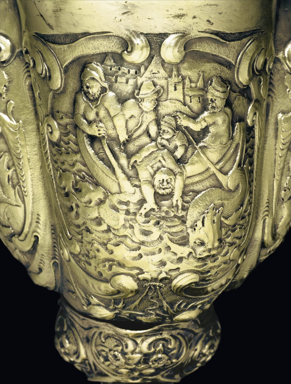 Taça nautilus montada, Nagyszeben, meados do século 17 (concha e prata dourada) (detalhe de 3434804) de School Hungarian