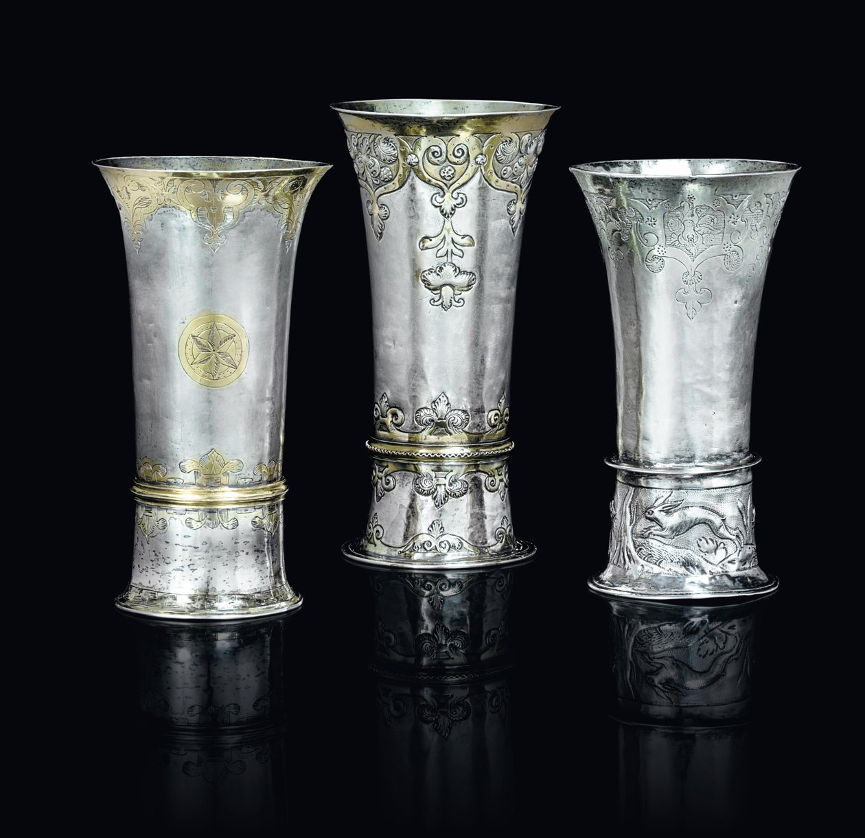 Três béqueres (parcel-gold silver) de School Hungarian