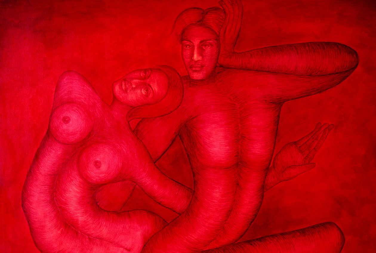 Pintura acrílica sobre tela Fusion de School Indian