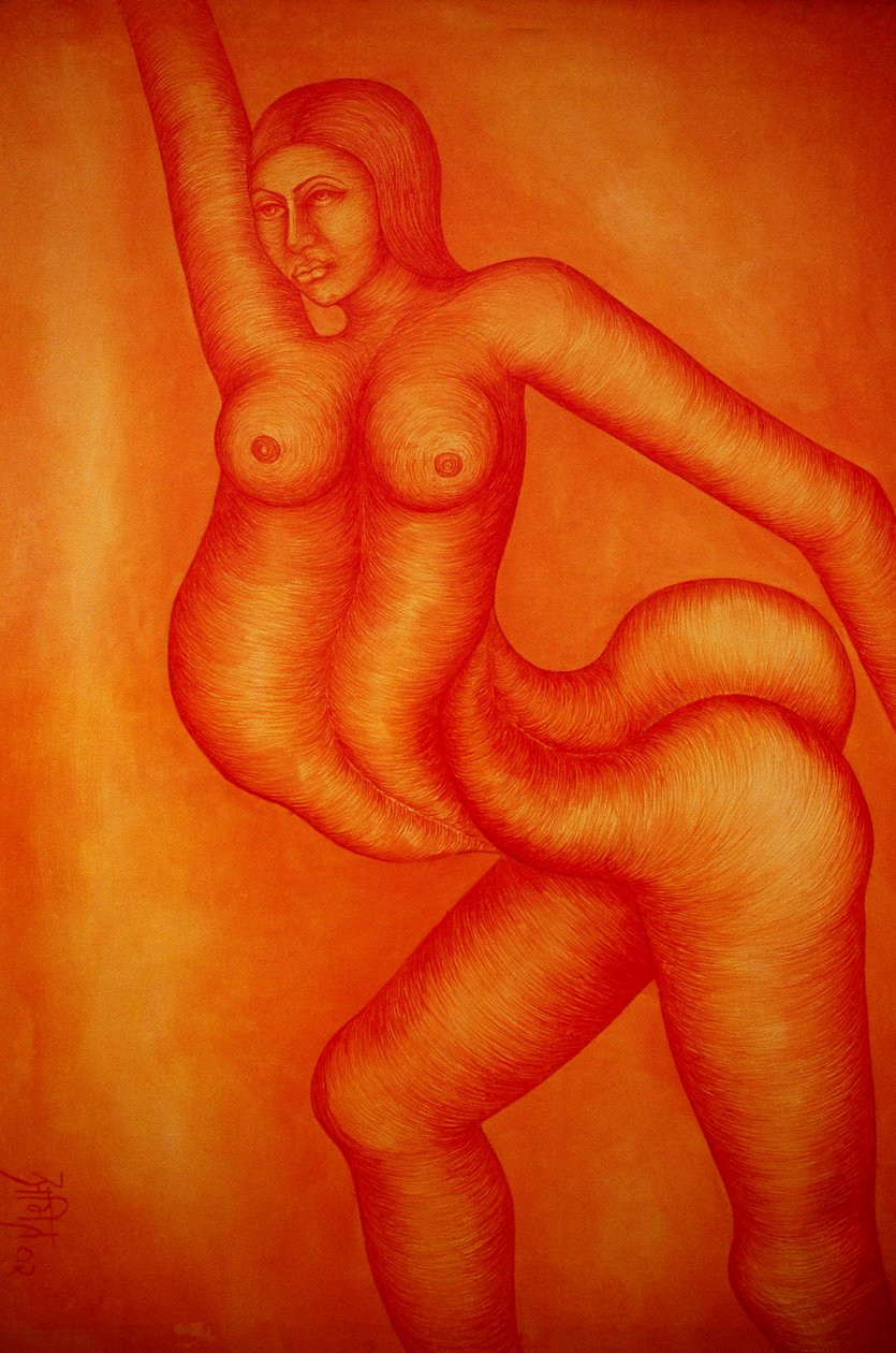 Pintura acrílica sobre tela Fusão Feminina de School Indian