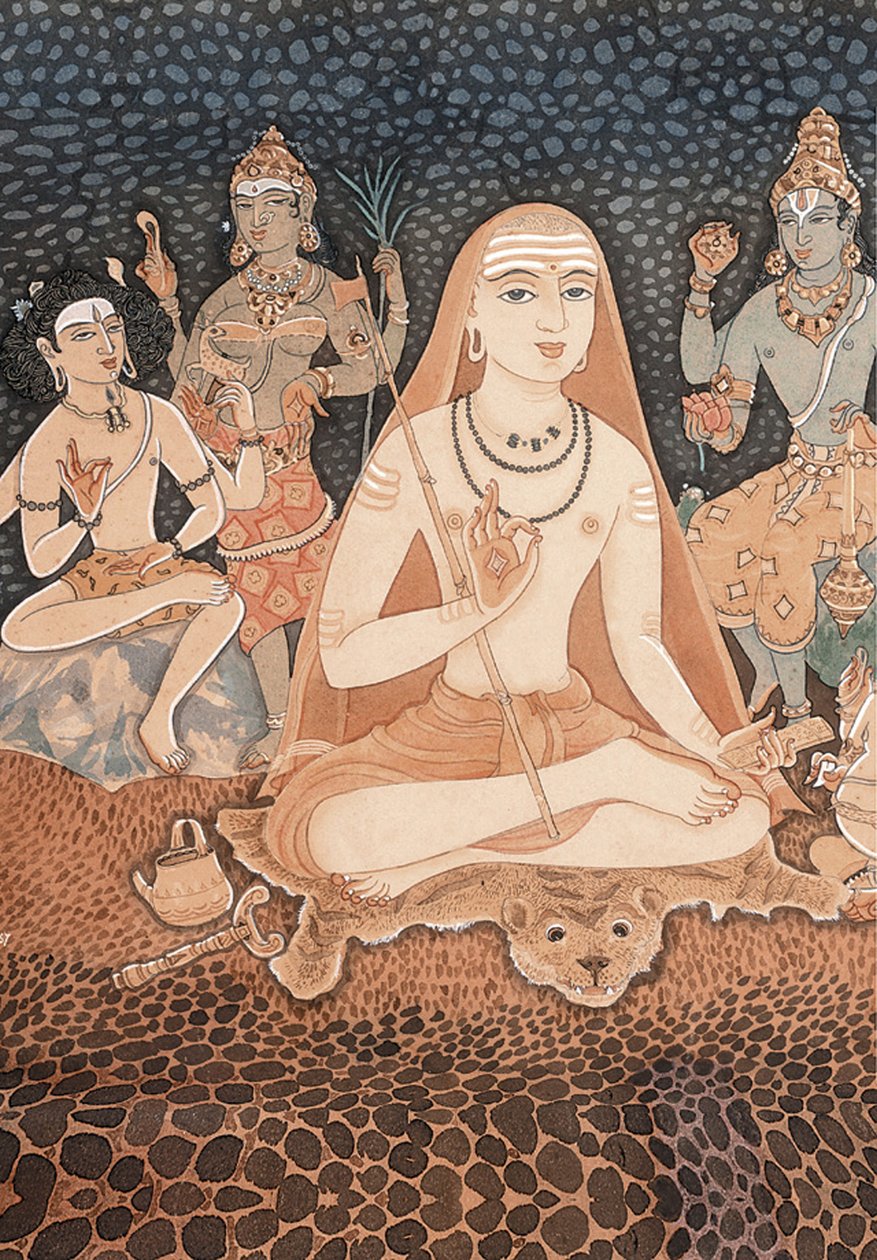 Adi Sankara (aguarela sobre papel) de School Indian