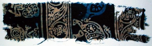 Fragmento têxtil estampado a preto, indiano (algodão) de School Indian