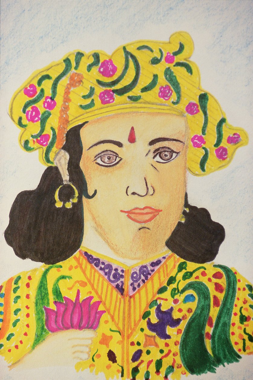 Imperador Ashoka (aguarela) de School Indian