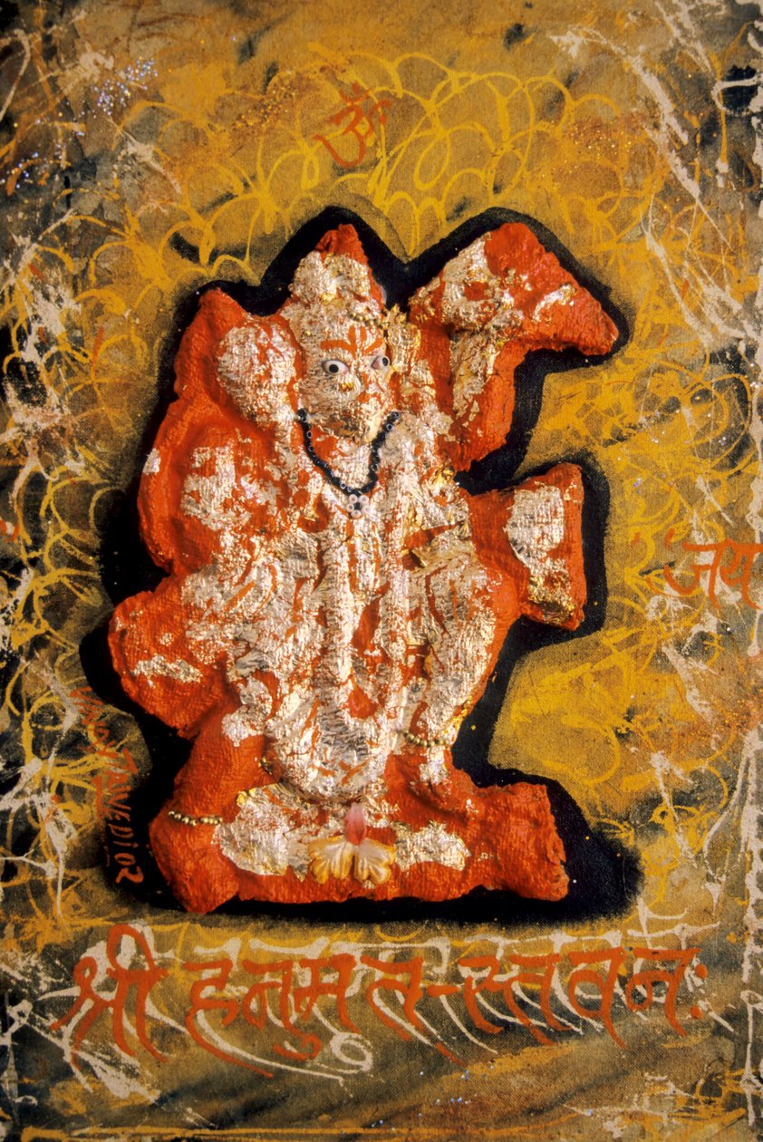 Pintura em miniatura do Senhor Bajrangbali de School Indian