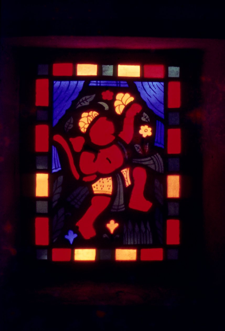 O Senhor Bajrangbali no vitral da Índia de School Indian