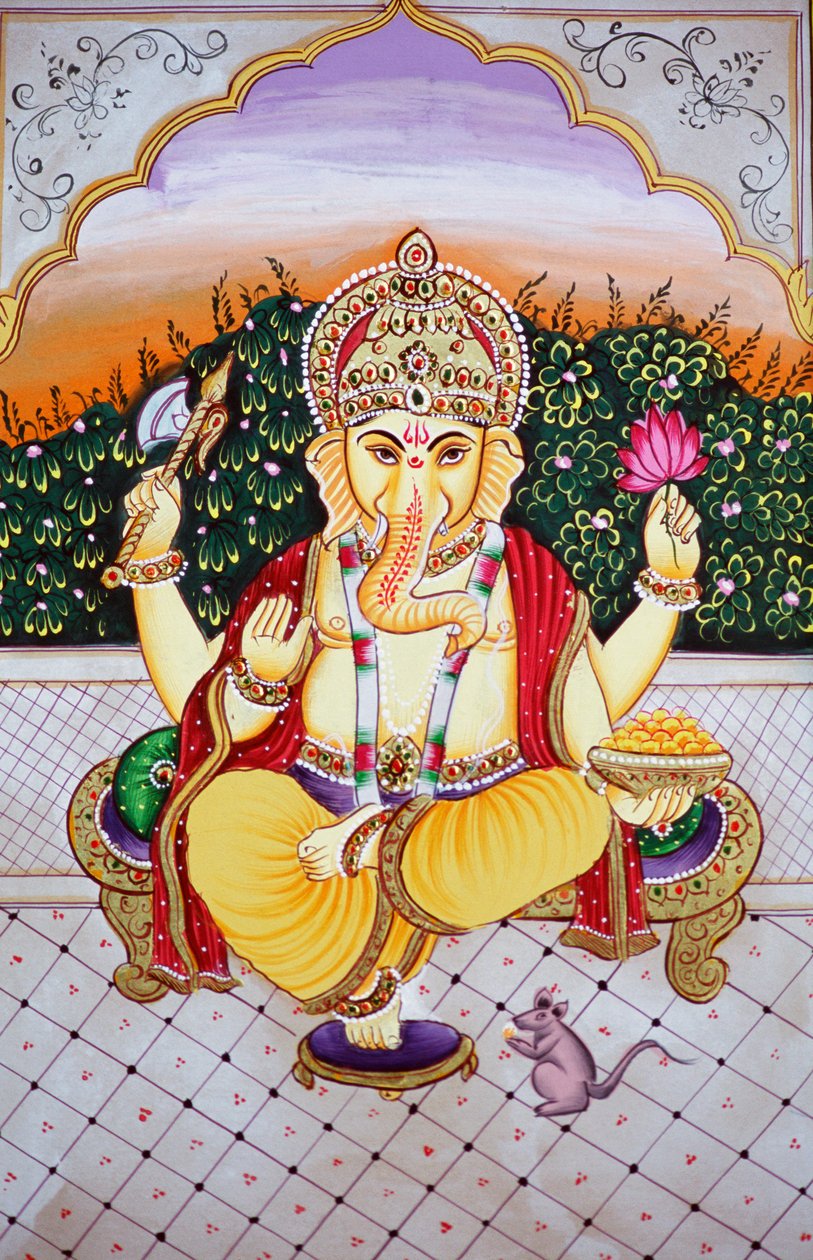Ganpati do Senhor Ganesha em miniatura Pintura sobre papel de School Indian