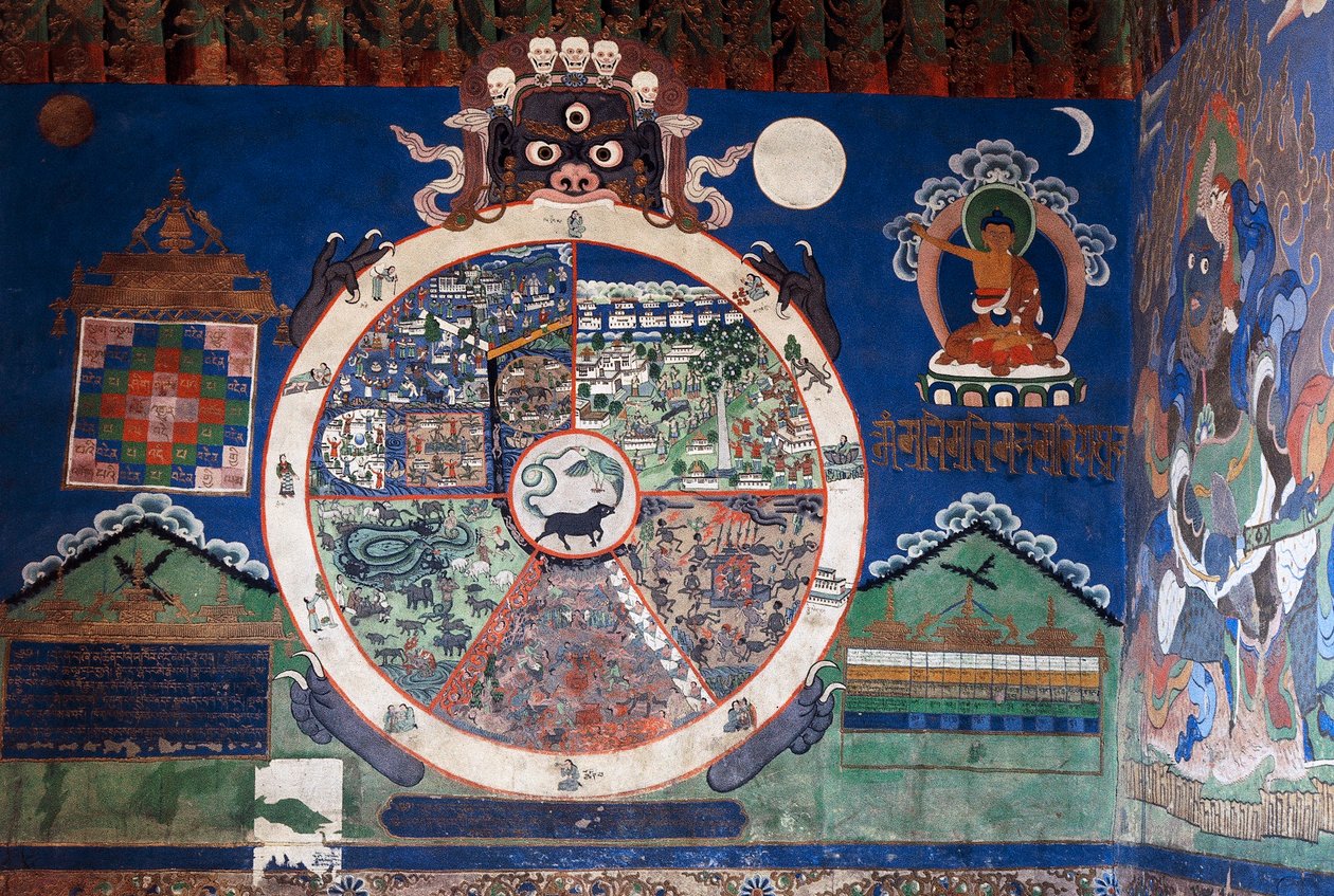 Mandala, Mosteiro Lamaist de Shankar, Leh, Ladakh, Jammu e Caxemira, Índia de School Indian