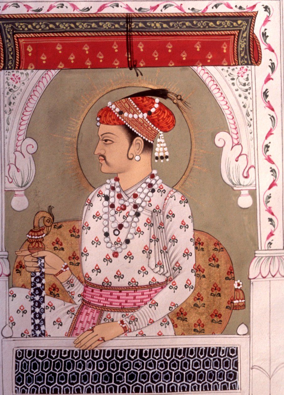 Rei da pintura em miniatura, Rajastão, Índia de School Indian