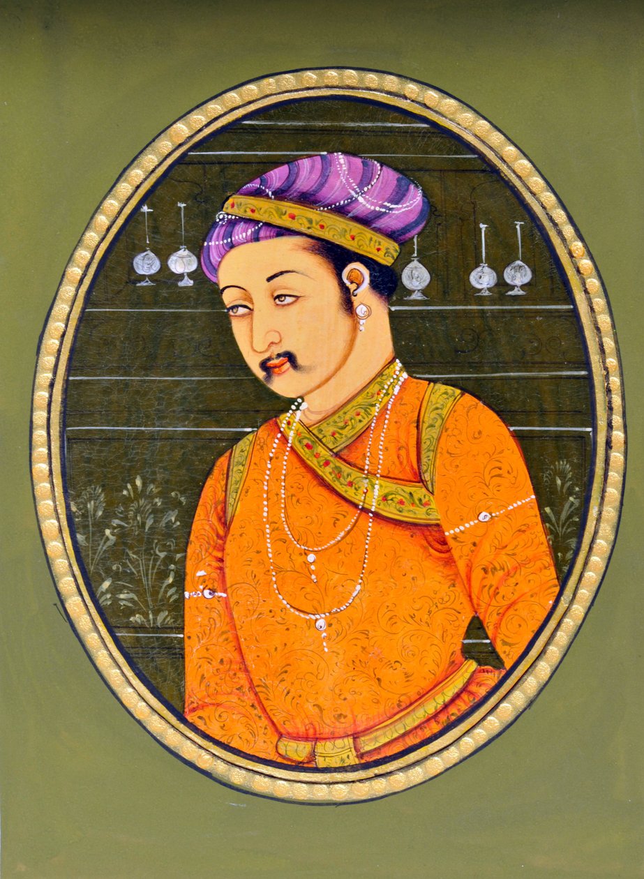 Pintura em miniatura do Imperador Jahangir Índia Ásia de School Indian
