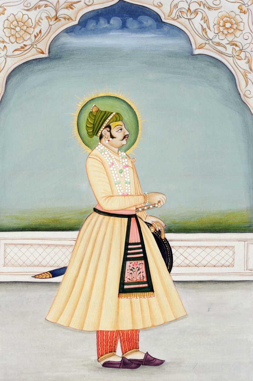 Pintura em miniatura de Maharaja Kishan Singh, Jaipur de School Indian