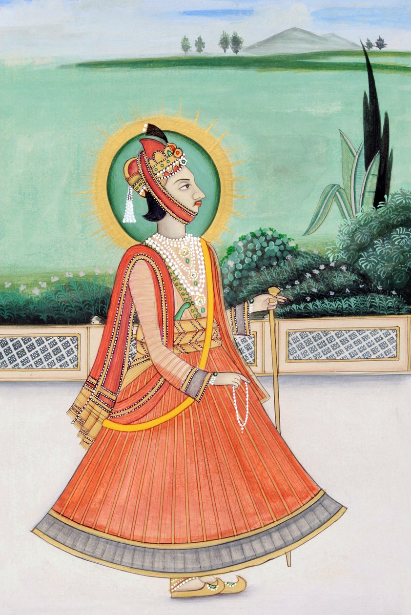 Pintura em miniatura de Maharaja Sawai Jai Singh Third, Jaipur de School Indian