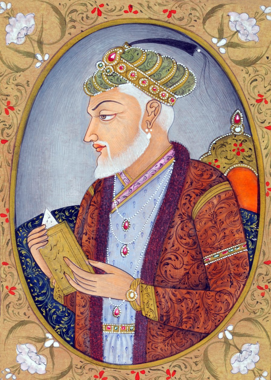 Pintura em miniatura do Imperador Moghul Aurangzeb Índia Ásia de School Indian
