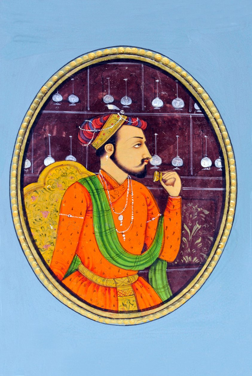 Pintura em miniatura de Shah Jahan Índia Ásia de School Indian