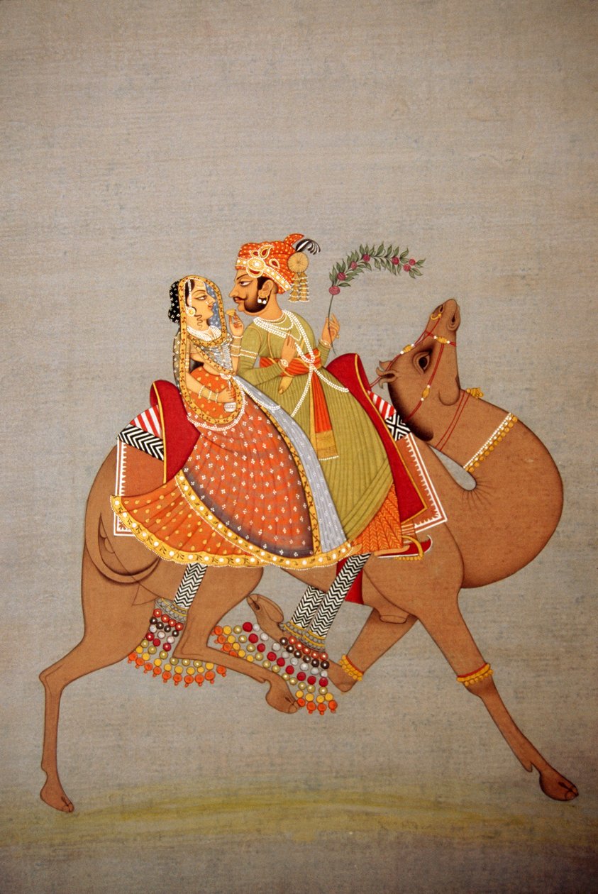 Pintura em miniatura sobre papel, Dhala Maru, Rajastão, Índia de School Indian