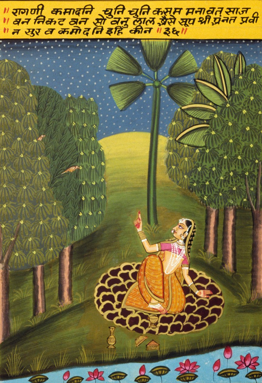 Pintura em miniatura sobre papel, Ragini Kamadhani, Escola de Nathdwara de School Indian