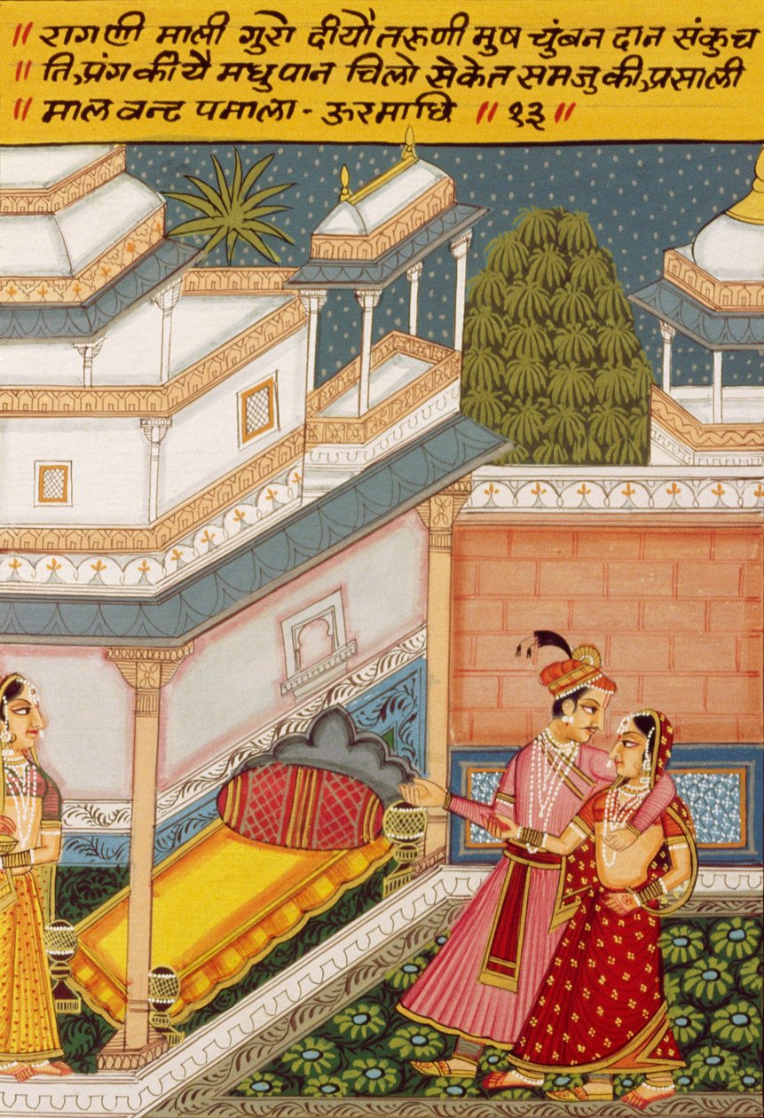 Pintura em miniatura sobre papel, Ragini Mali Guro, Escola de Nathdwara de School Indian