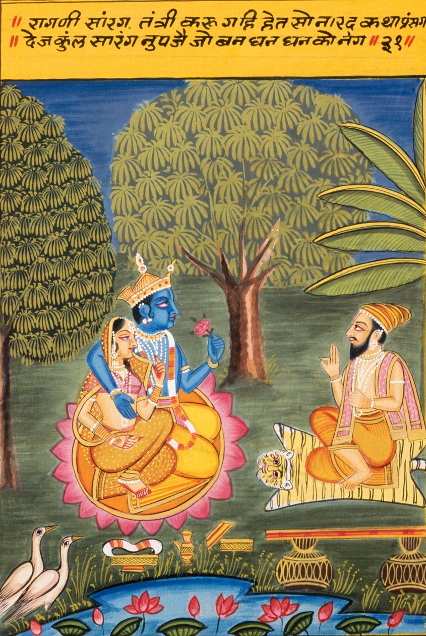 Pintura em miniatura sobre papel, Ragini Sarang, Escola de Nathdwara de School Indian