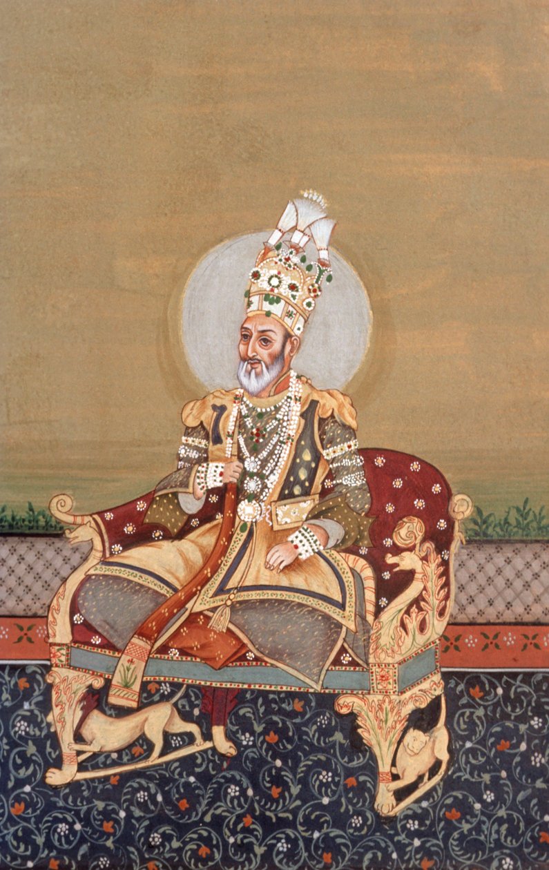 Pintura em miniatura mogol Bahadurshah Jafer de School Indian