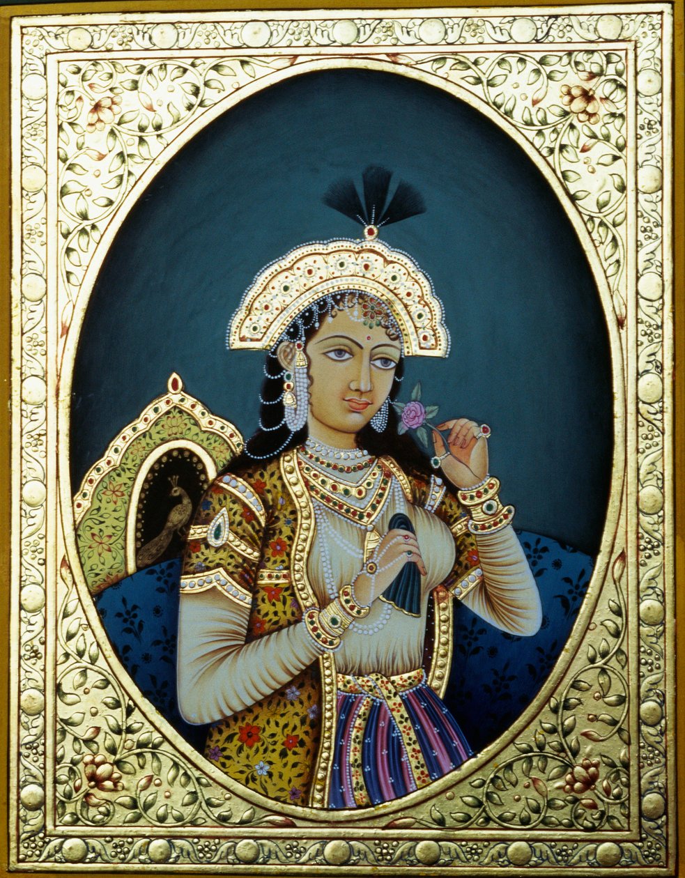 Princesa Mughal Mumtaz Mahal Pintura em miniatura sobre papel de School Indian