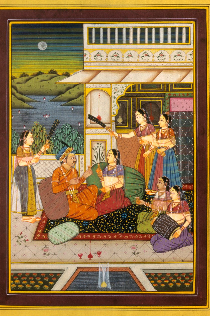 Pintura em Miniatura Mughul, Cenas de Amor, Índia de School Indian