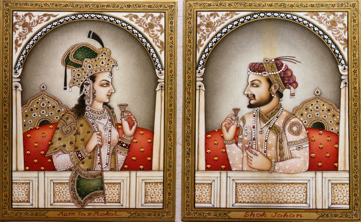 Pintura de Mumtaz Mahal e Shah Jahan de School Indian