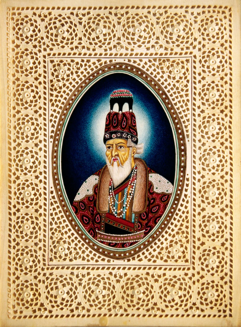 Pintura do Imperador Mughal Shah Jahan sobre marfim de School Indian