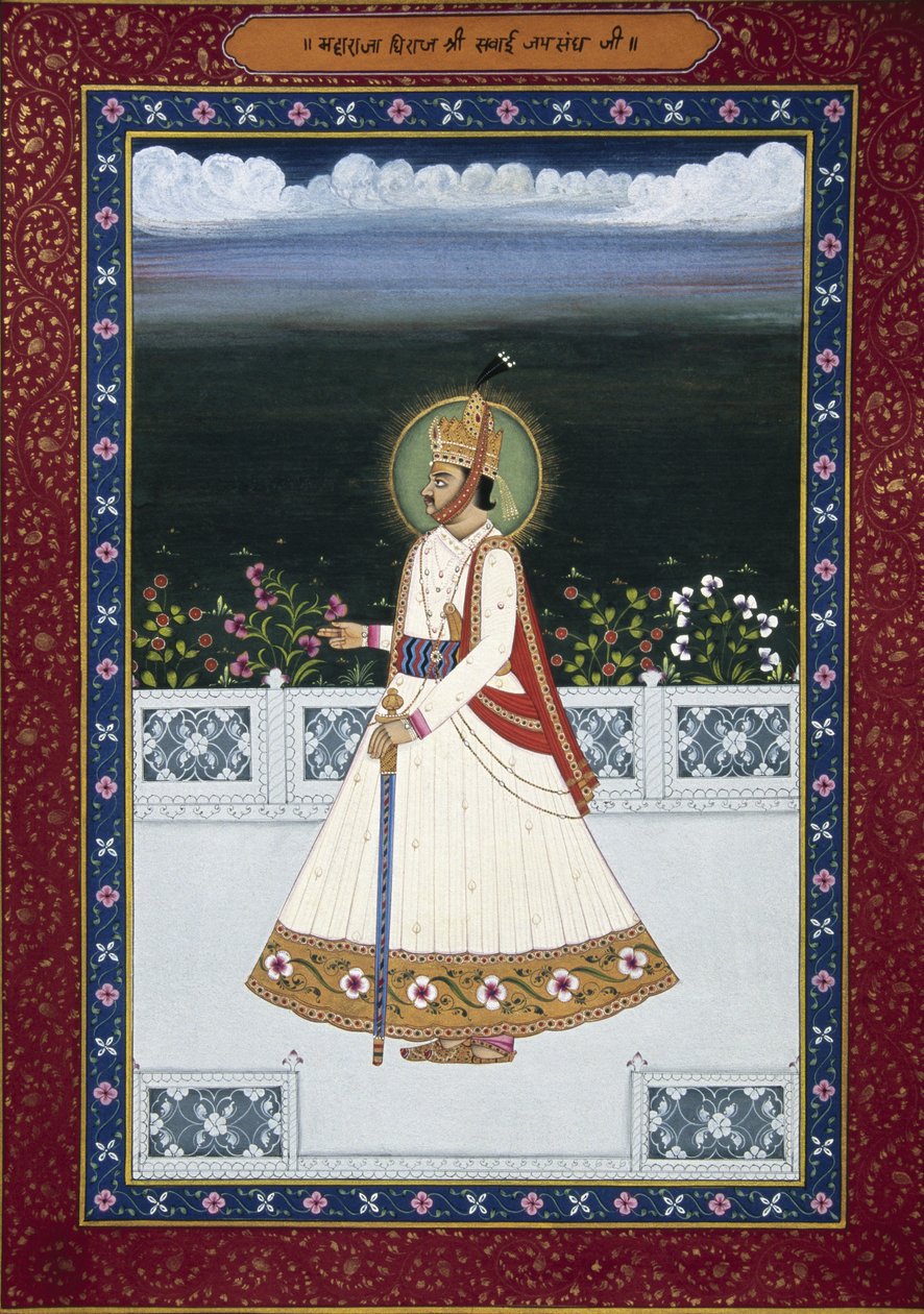 Pintura de Sawai Jai Singh Ex-governante, Jaipur, Fundador (1700-1743), Rajastão, Índia de School Indian