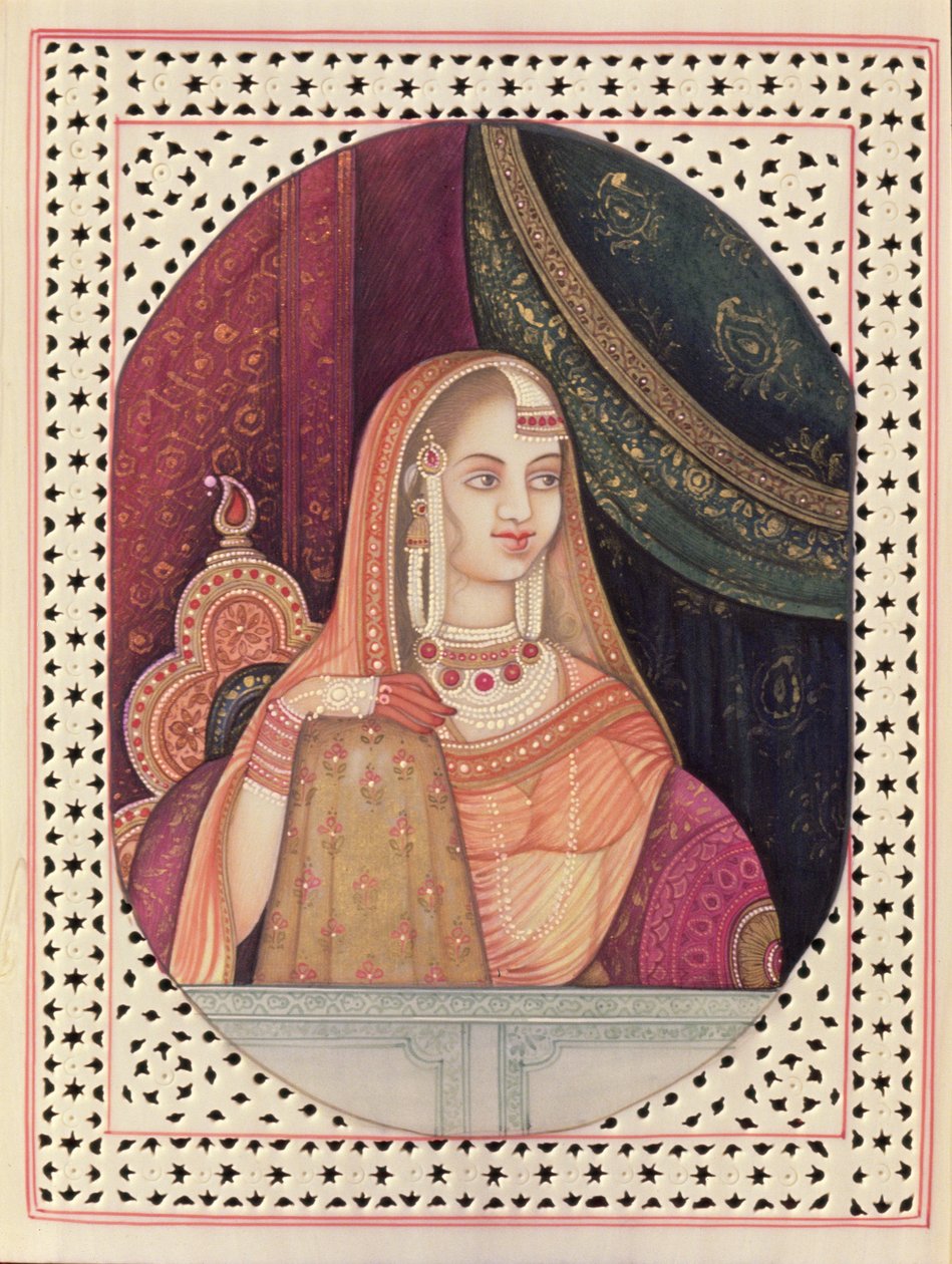 Retrato de Jodhabai, rainha-mor do imperador Akbar (1542-1605) de School Indian