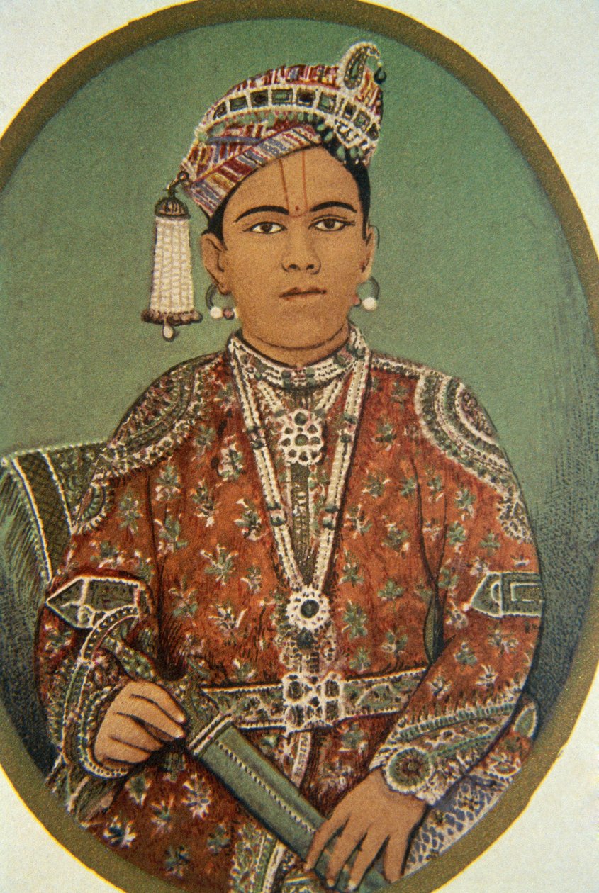 Retrato de Maharaja Ganga Singh, Bikaner, Rajasthan, Índia de School Indian