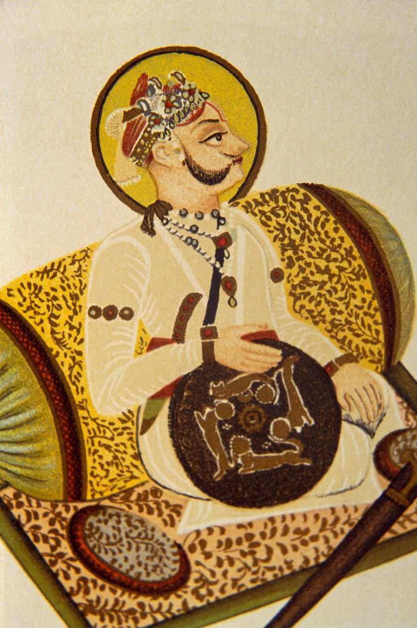 Retrato de Maharaja Madan Singh, chefe das florestas, Rajastão, Índia de School Indian