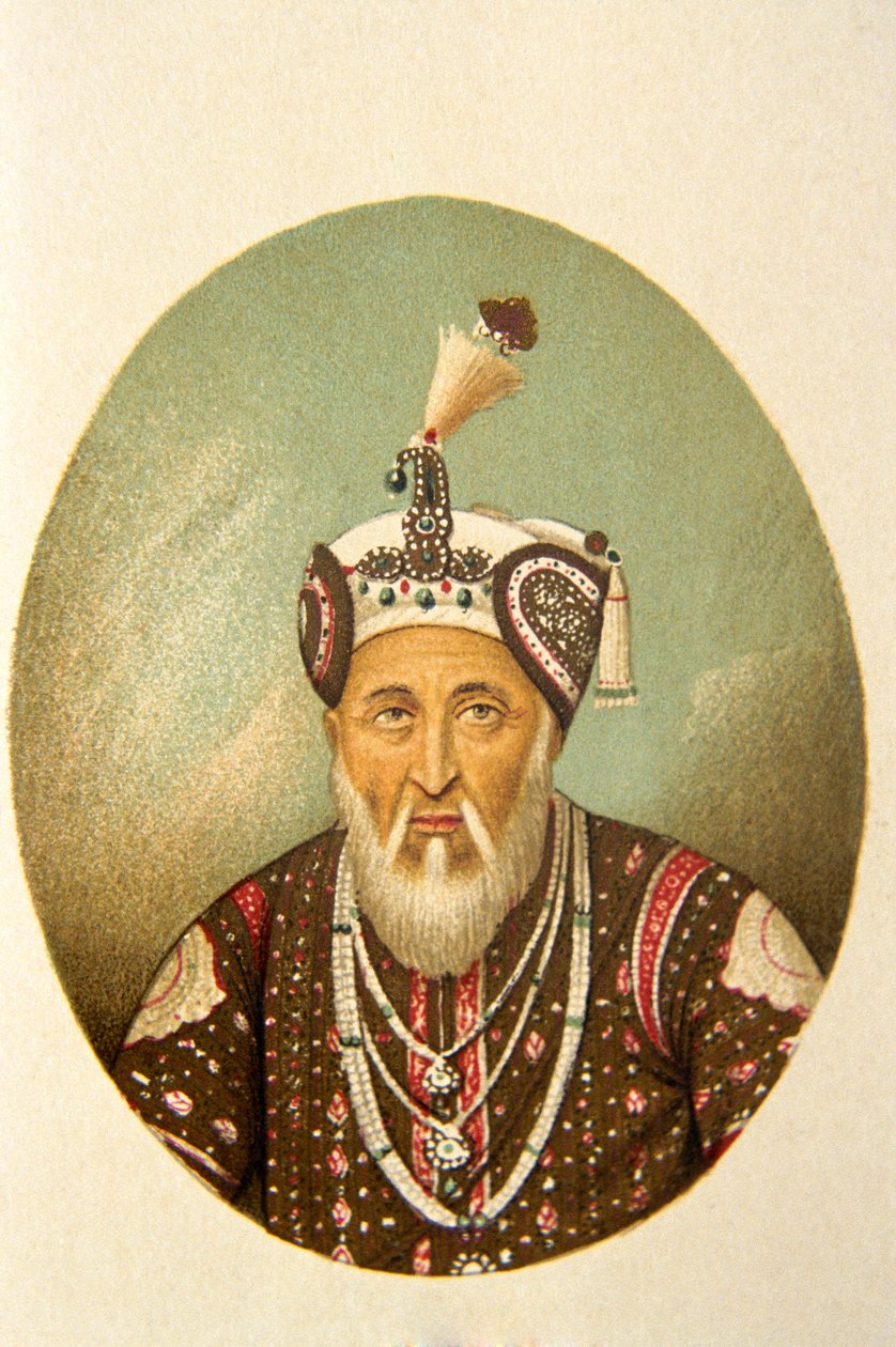Retrato do Imperador Mughal Akbar Shah, Índia de School Indian