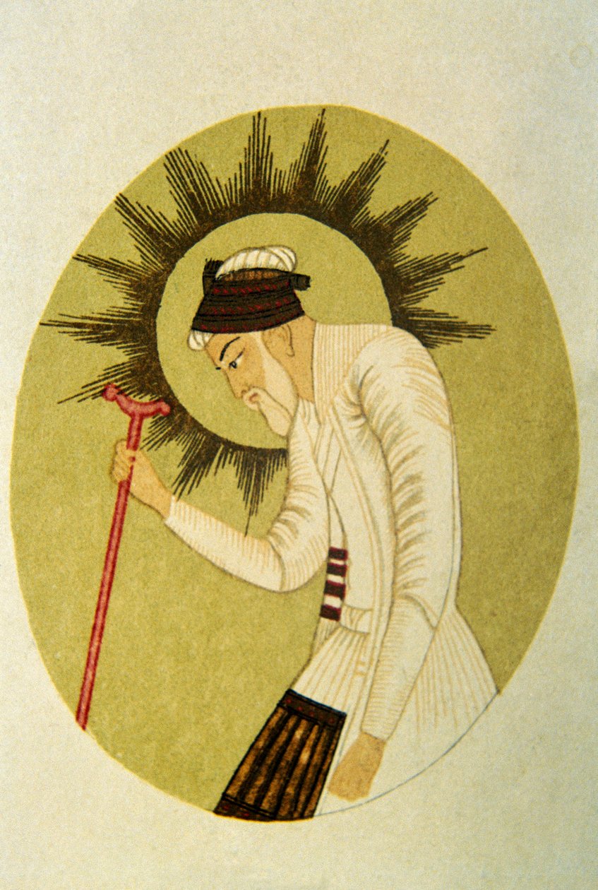 Retrato do Imperador Mughal Aurangzeb, Índia de School Indian