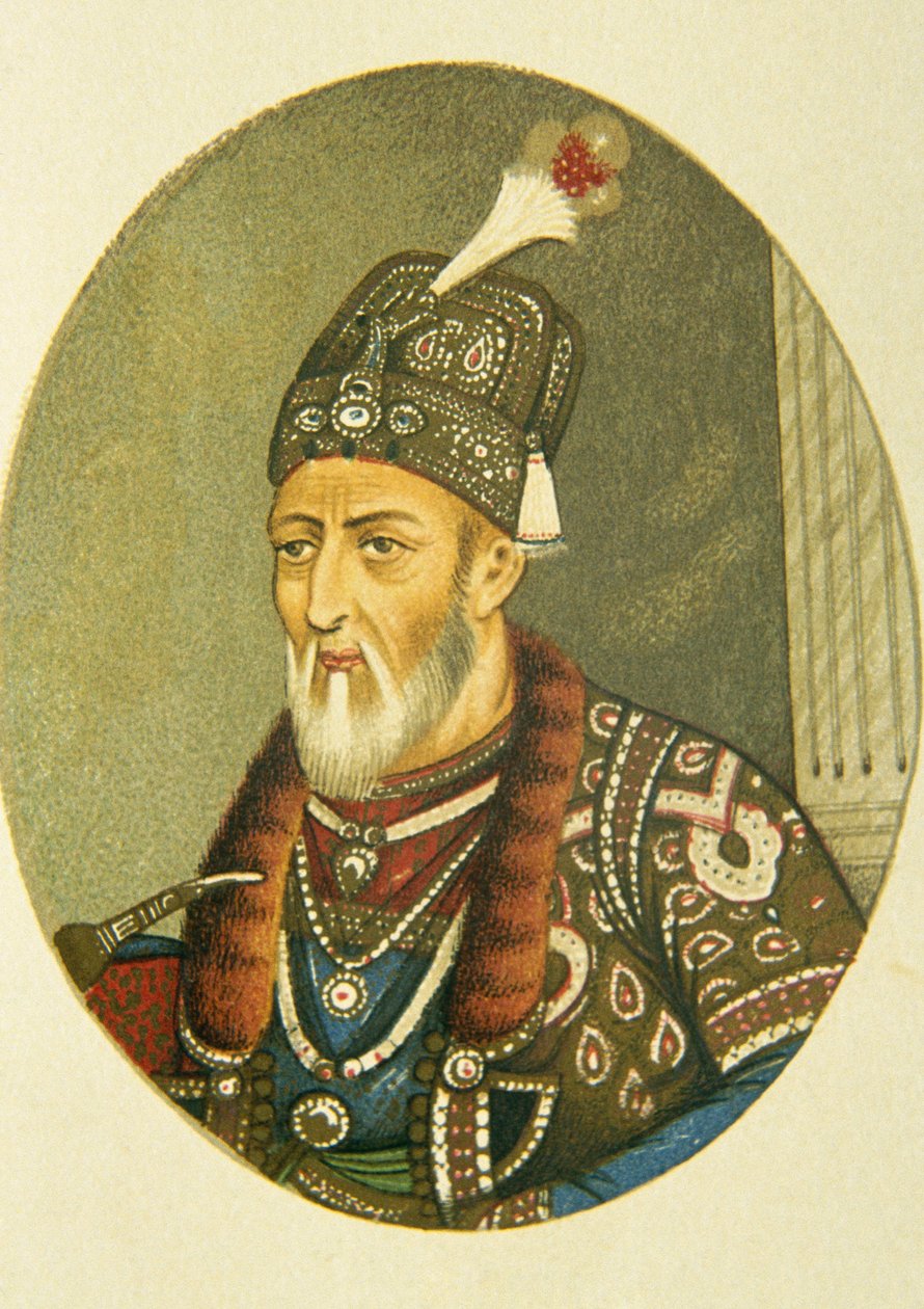 Retrato do Imperador Mughal Bahadur Shah Ii, Índia de School Indian