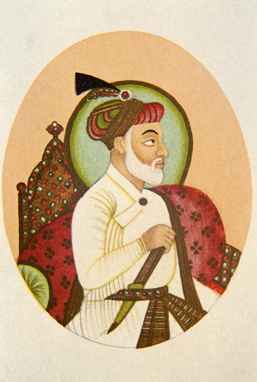 Retrato do Imperador Mughal Bahadur Shah, Índia de School Indian