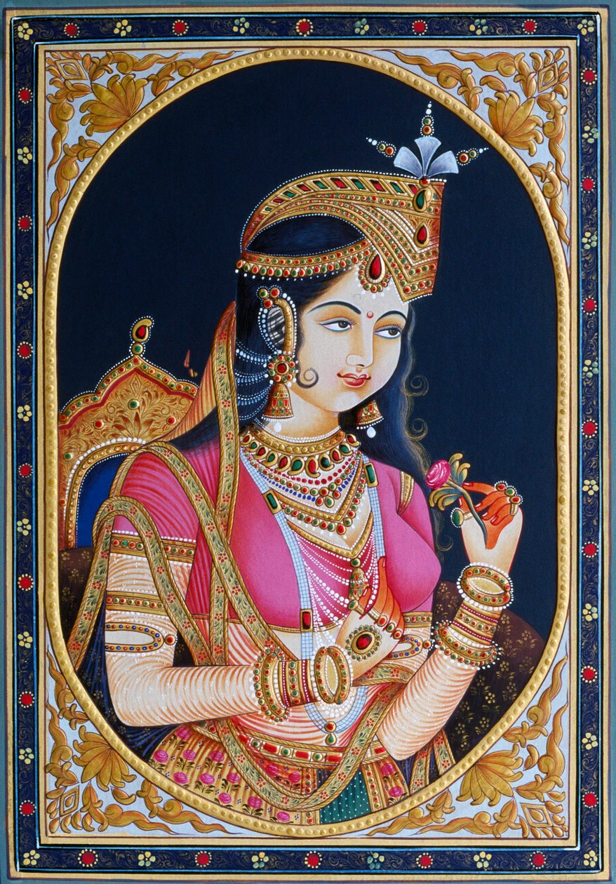 Retrato de Mumtaz Mahal sobre papel Pintura de School Indian