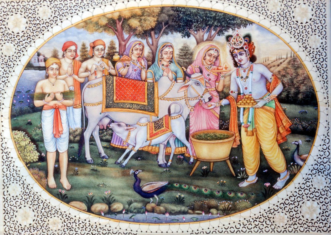 Pinturas em miniatura de Radha Krishna de School Indian