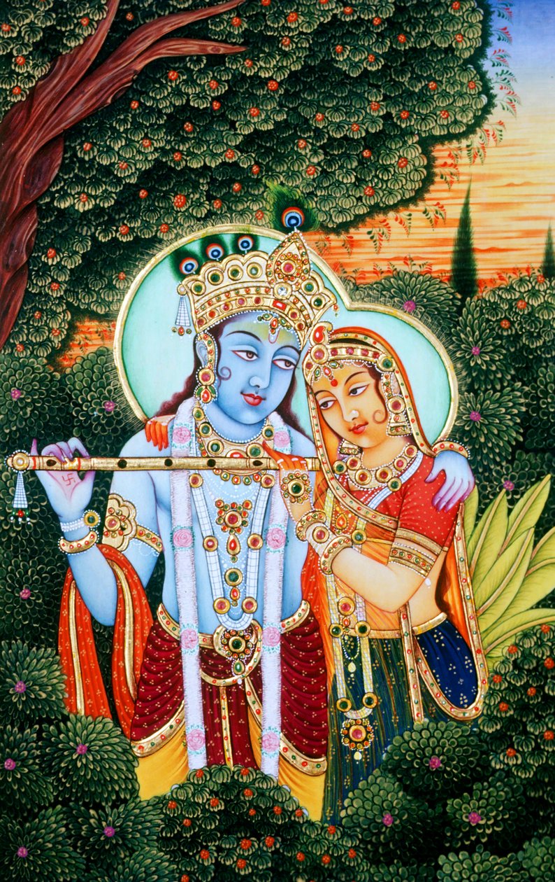 Quadros em miniatura de Radha Krishna de School Indian