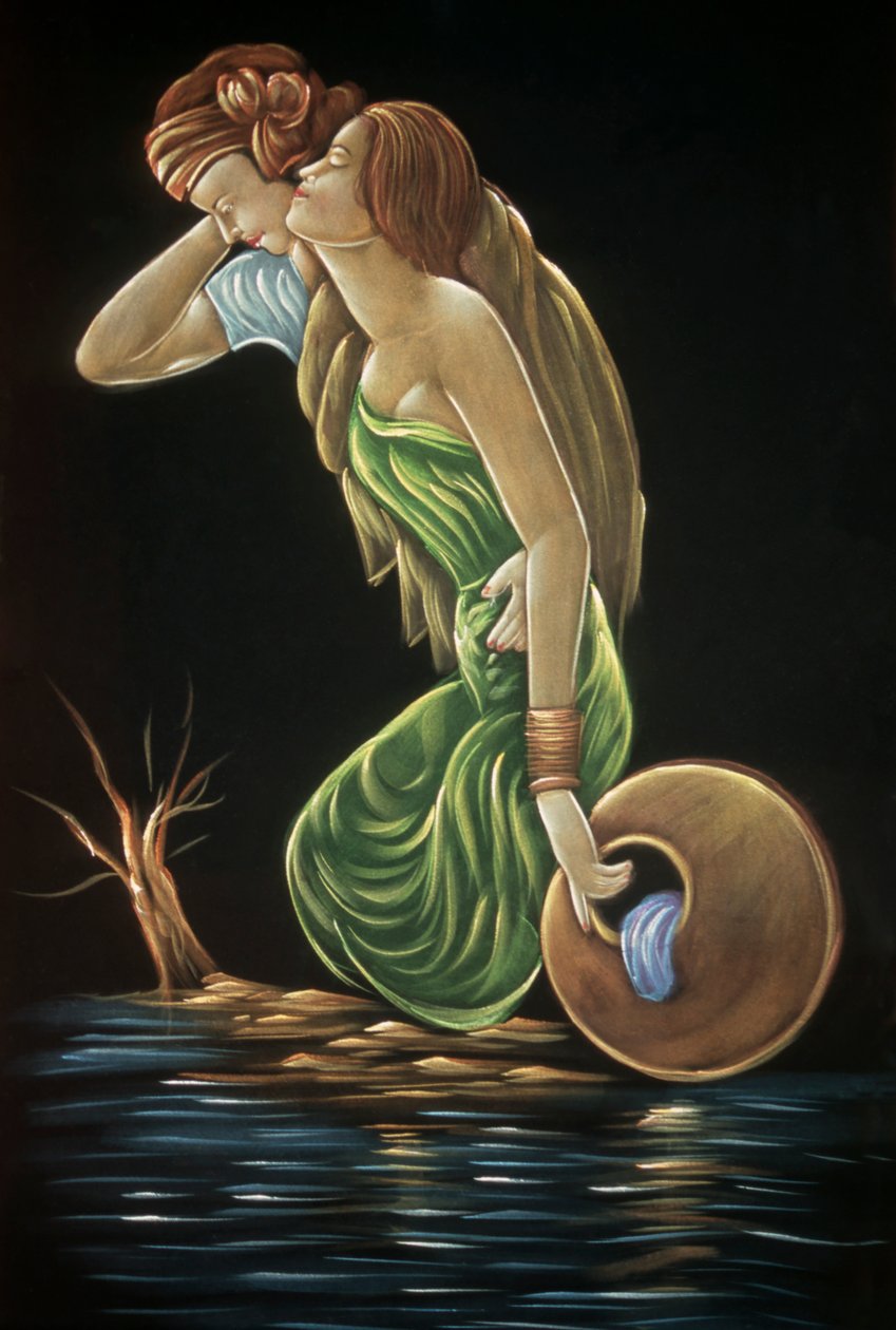 Sohni Mahiwal Pintura sobre veludo de School Indian