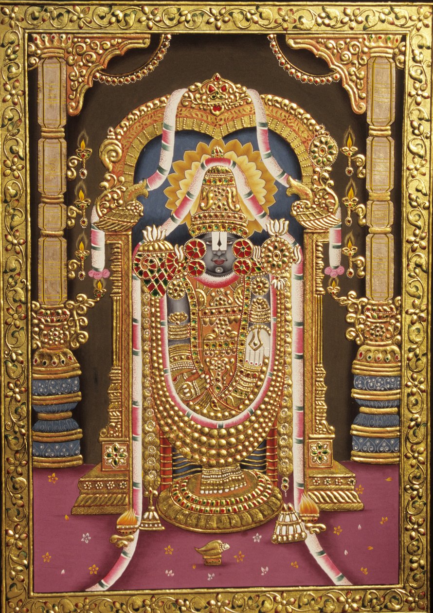 Tirupati Balaji com relevo em ouro Índia Ásia de School Indian