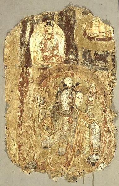 Trimurti Siva, Balawaste, século 7-8 (pintura de parede) de School Indian