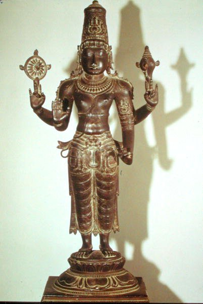Vishnu, do sul da Índia (bronze) de School Indian