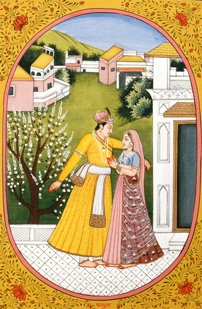 Calendário anual Imagem e pintura para um mês hindu Fagun, Índia de School Indian