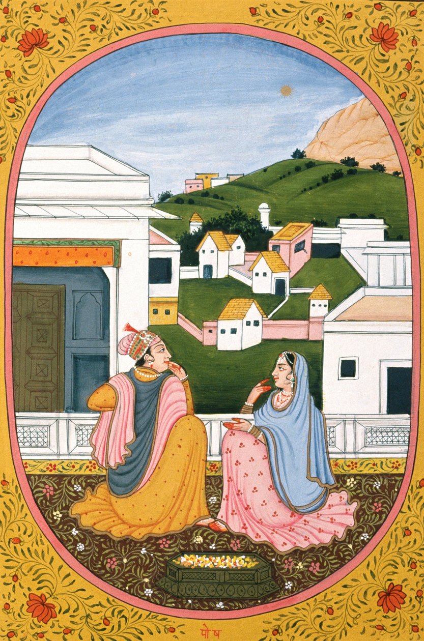 Calendário anual Imagem e pintura para um mês hindu Paush, Índia de School Indian
