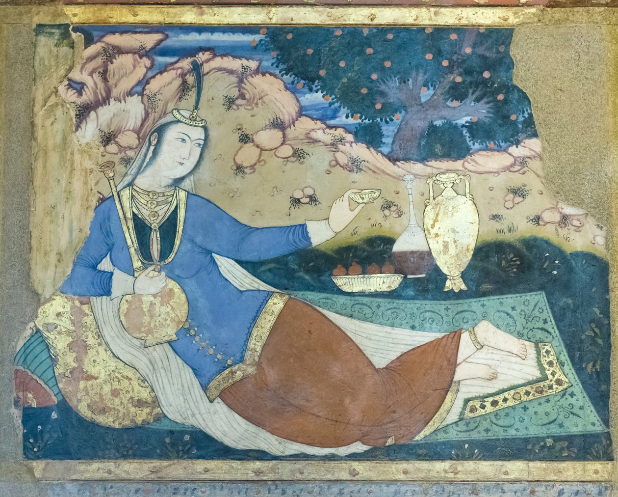 Fresco no palácio Chehel Sotoun, Esfahan, Irão de School Iranian