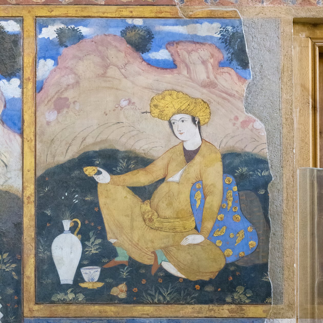Fresco no palácio Chehel Sotoun, Esfahan, Irão de School Iranian