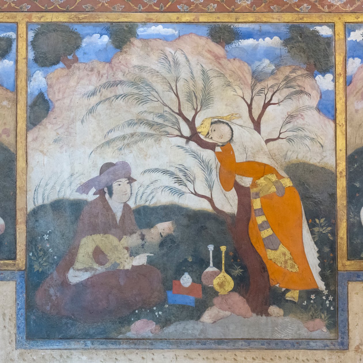 Fresco no palácio Chehel Sotoun, Esfahan, Irão de School Iranian